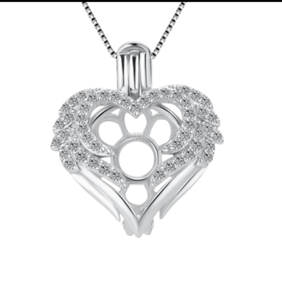 Feather heart cage pendant