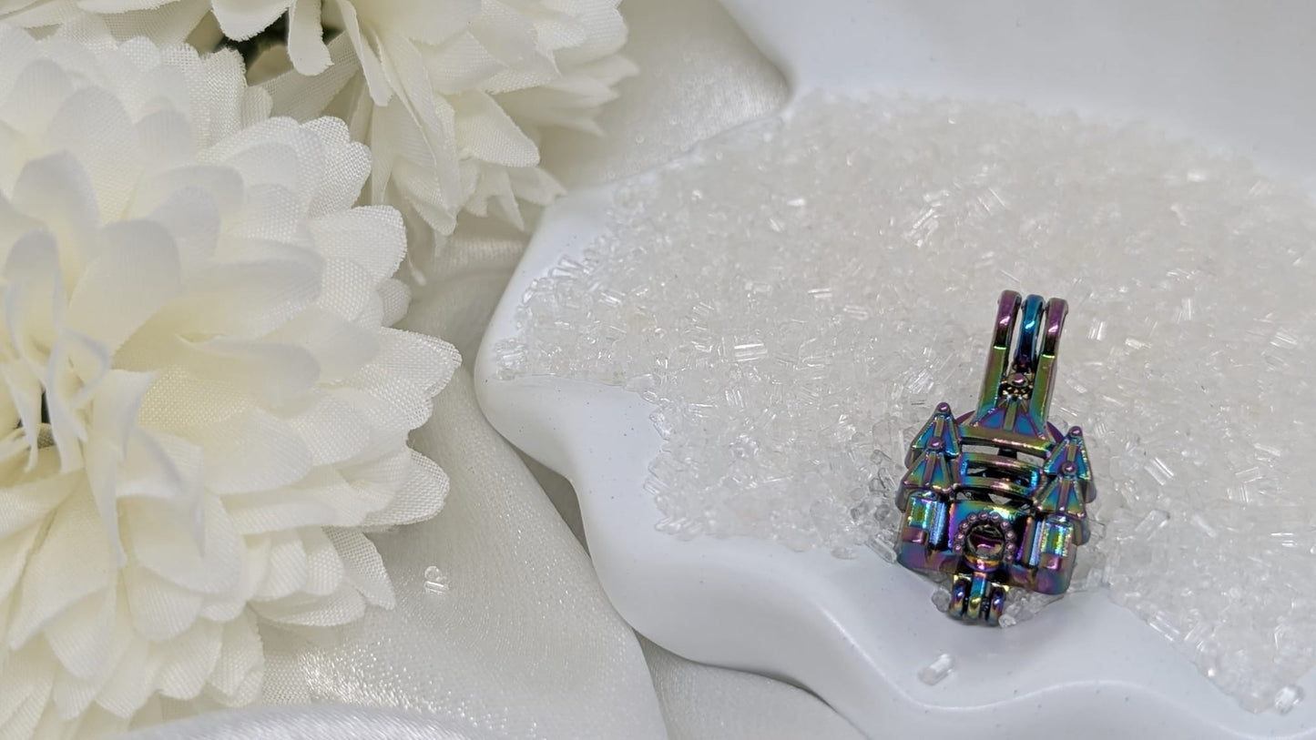 Rainbow Princess castle pearl cage pendant