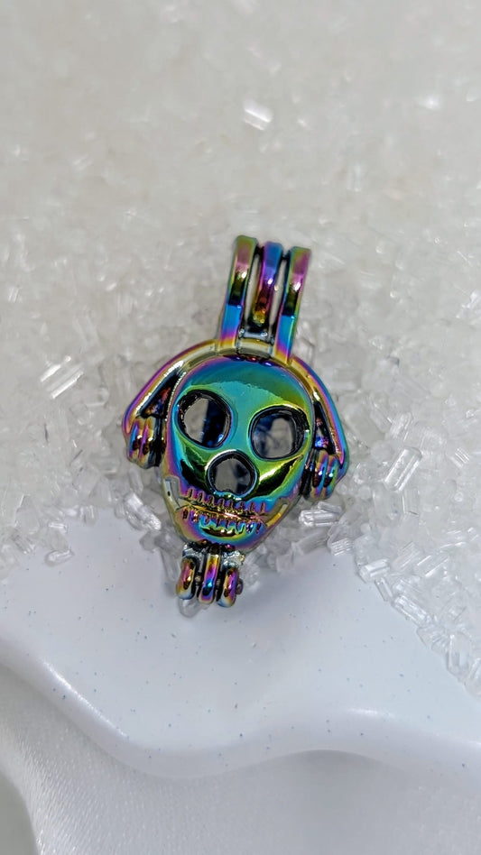 Rainbow skull with headphones