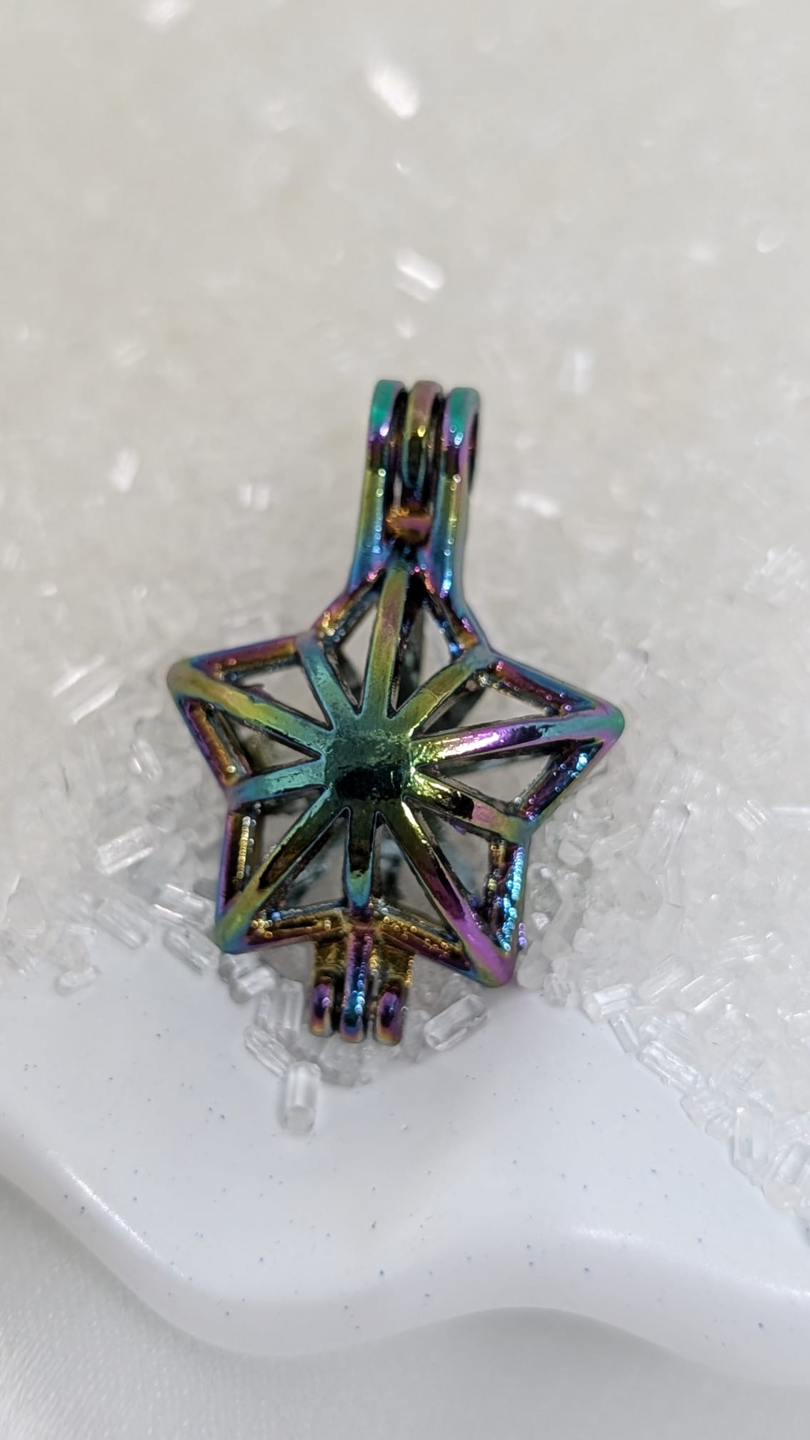 Rainbow star pearl cage pendant