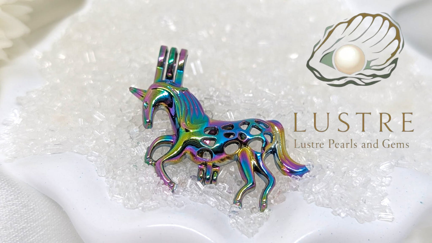 Rainbow unicorn silver plated cage