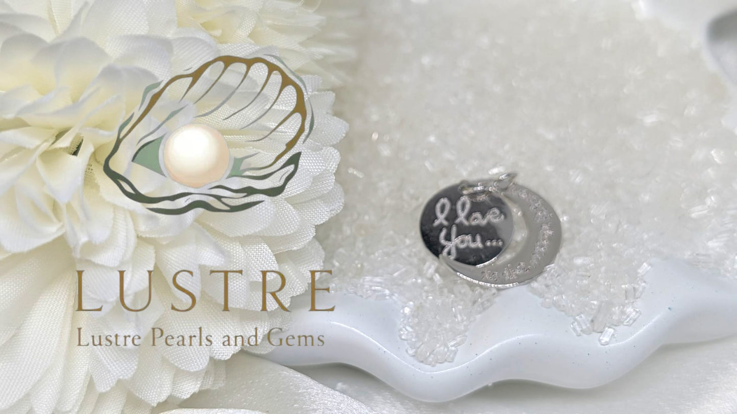 Love you to the moon and back pearl mount pendant
