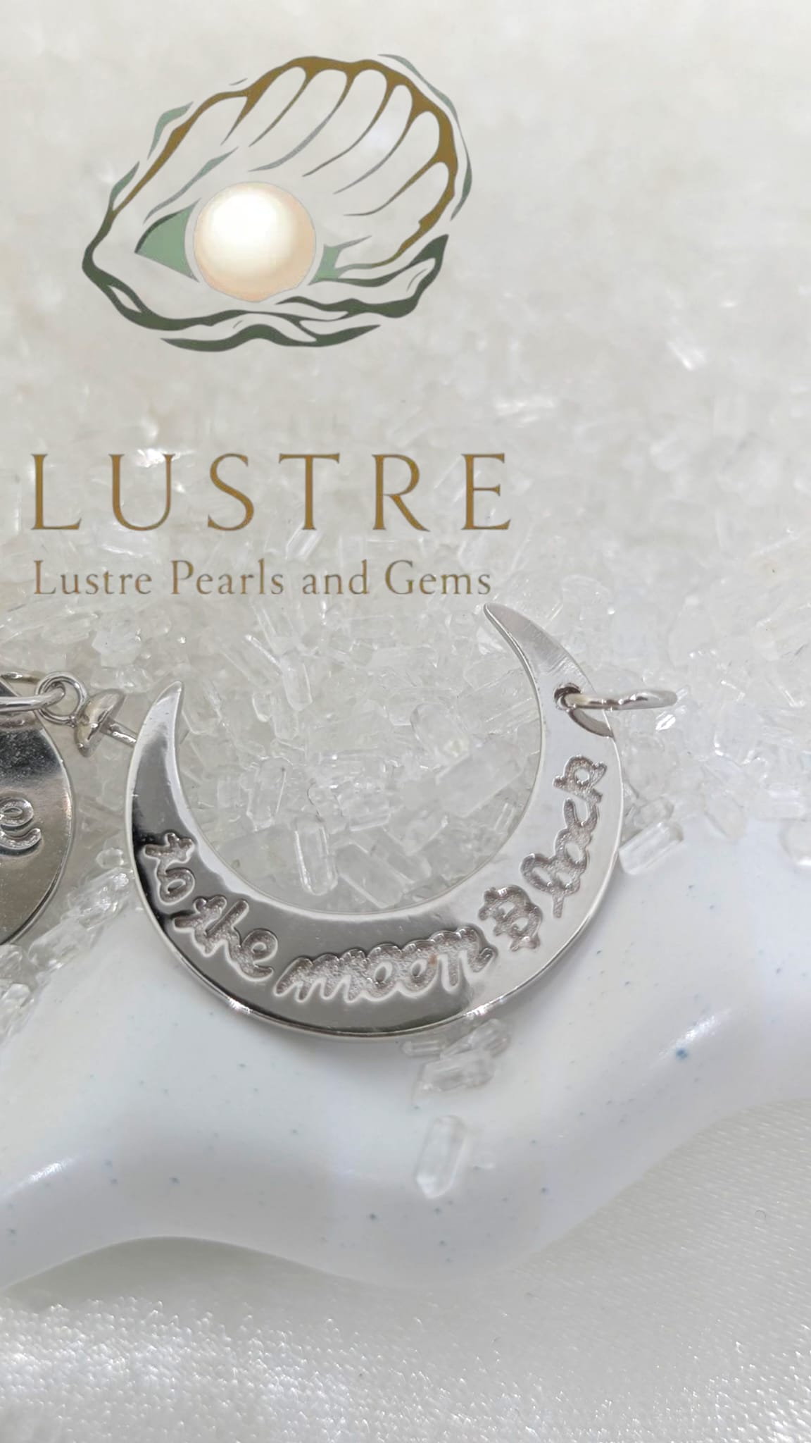 Love you to the moon and back pearl mount pendant