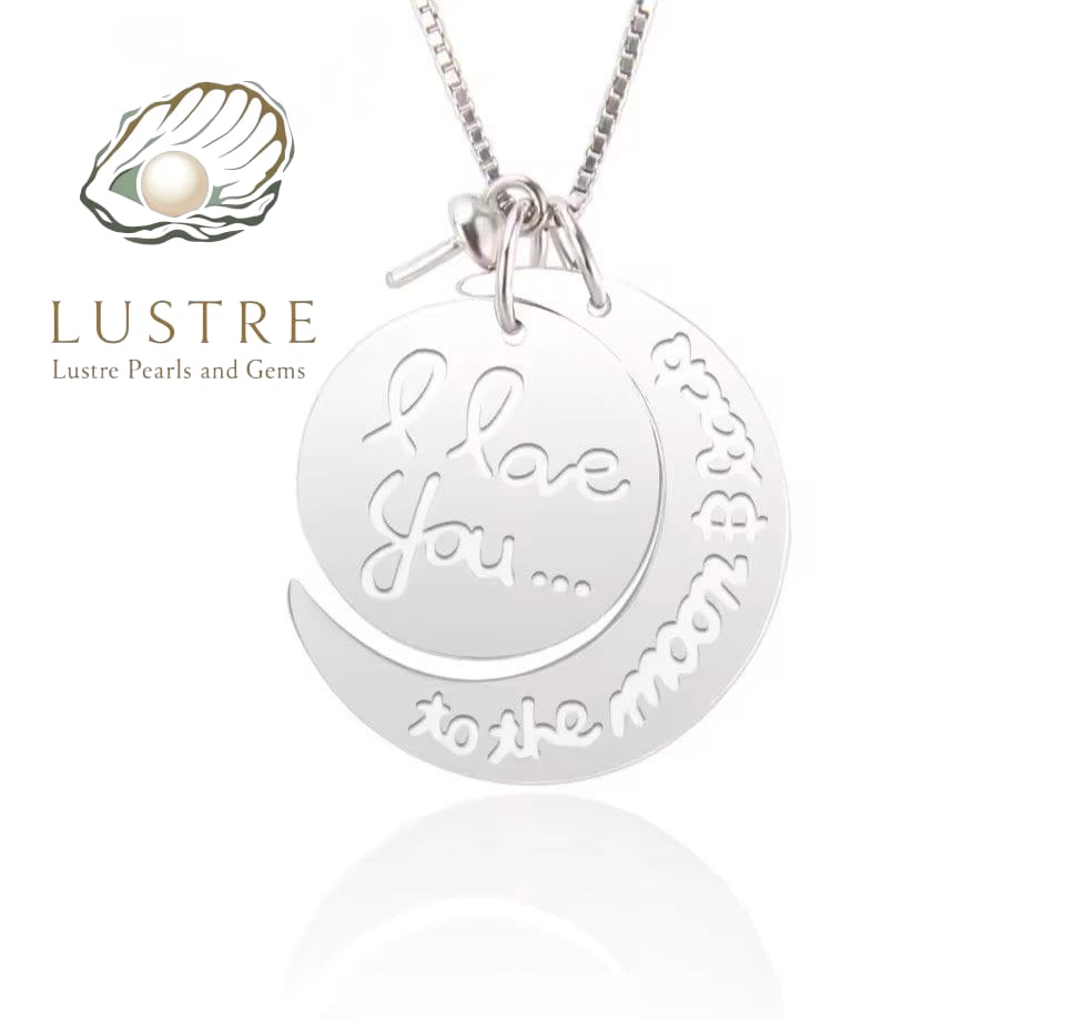 Love you to the moon and back pearl mount pendant