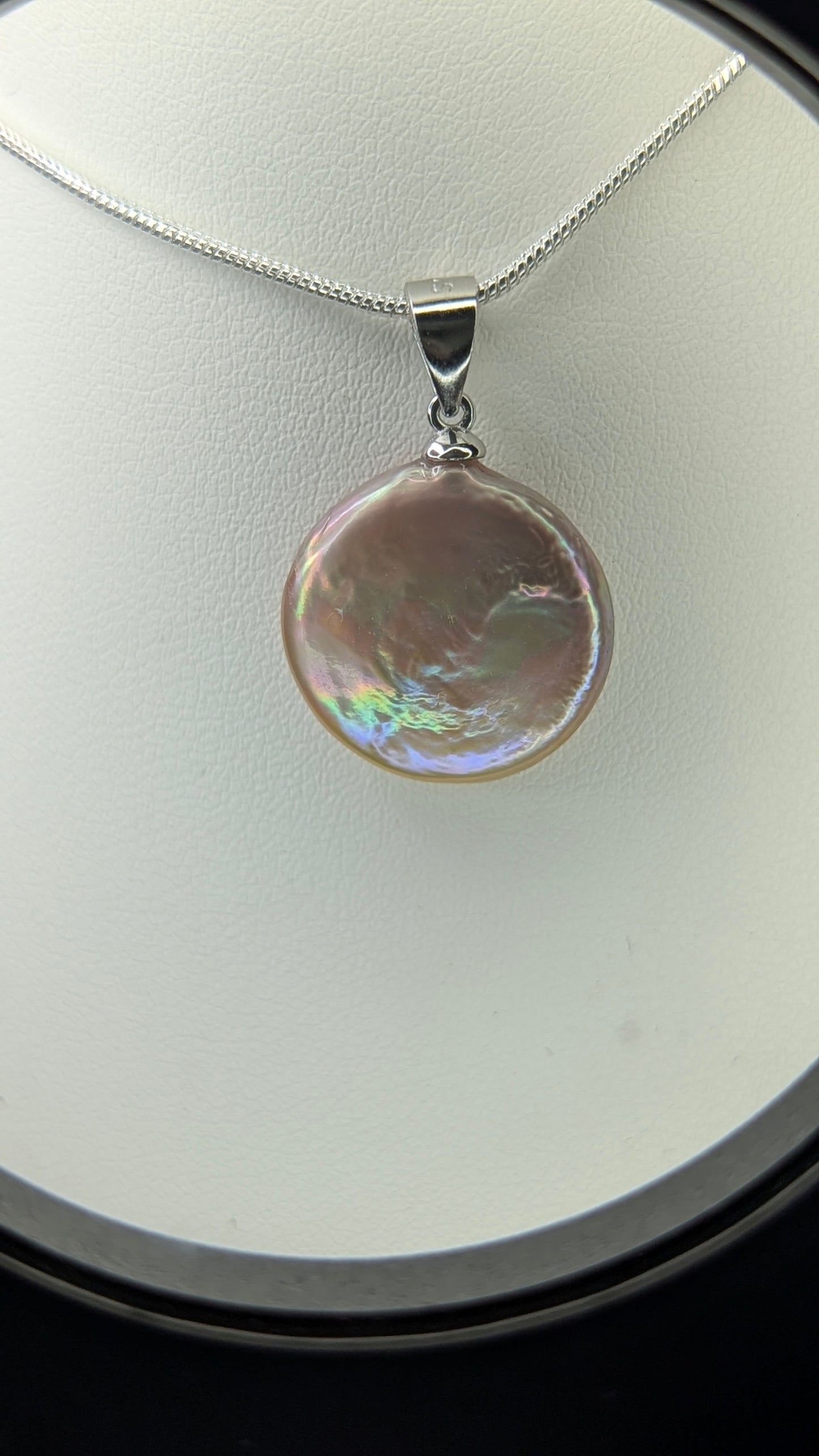 Lavender coin drop necklace