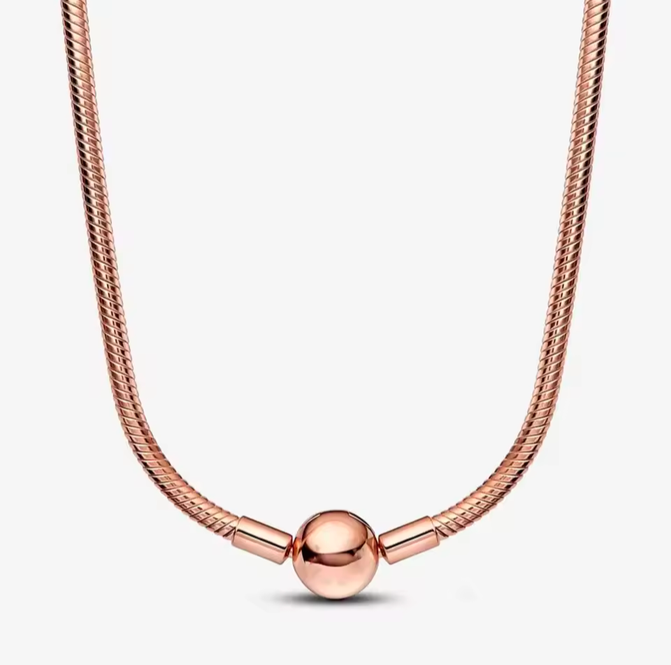 Rose gold ball charm necklace