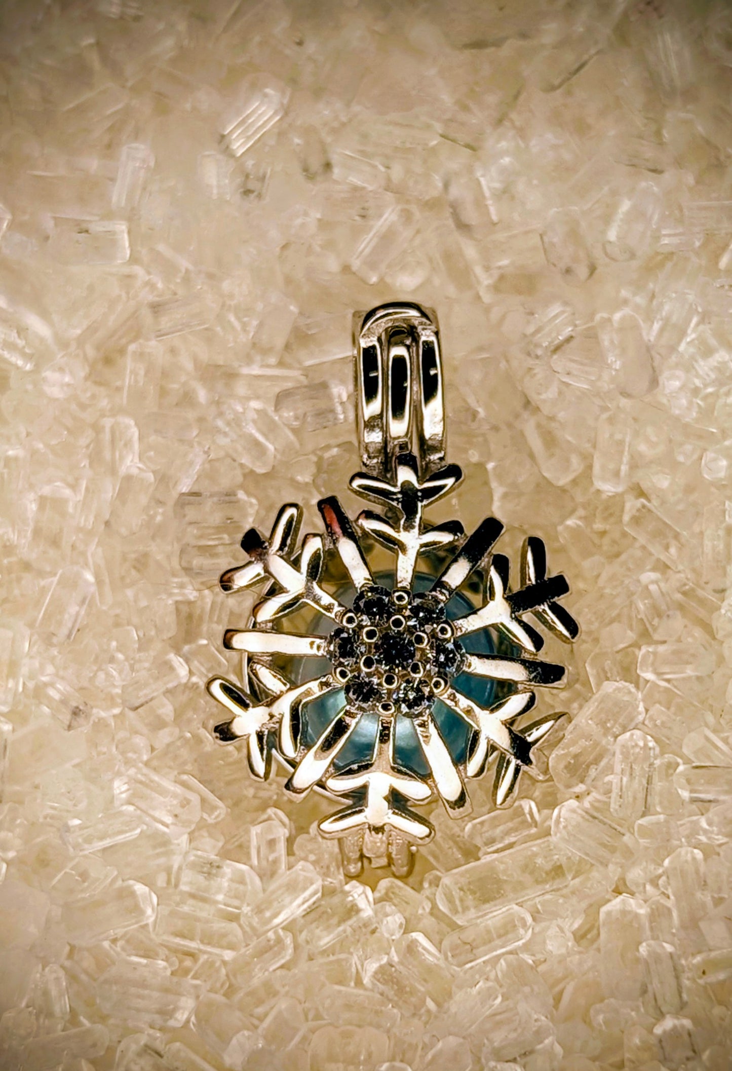 Snowflake Pearl cage pendant