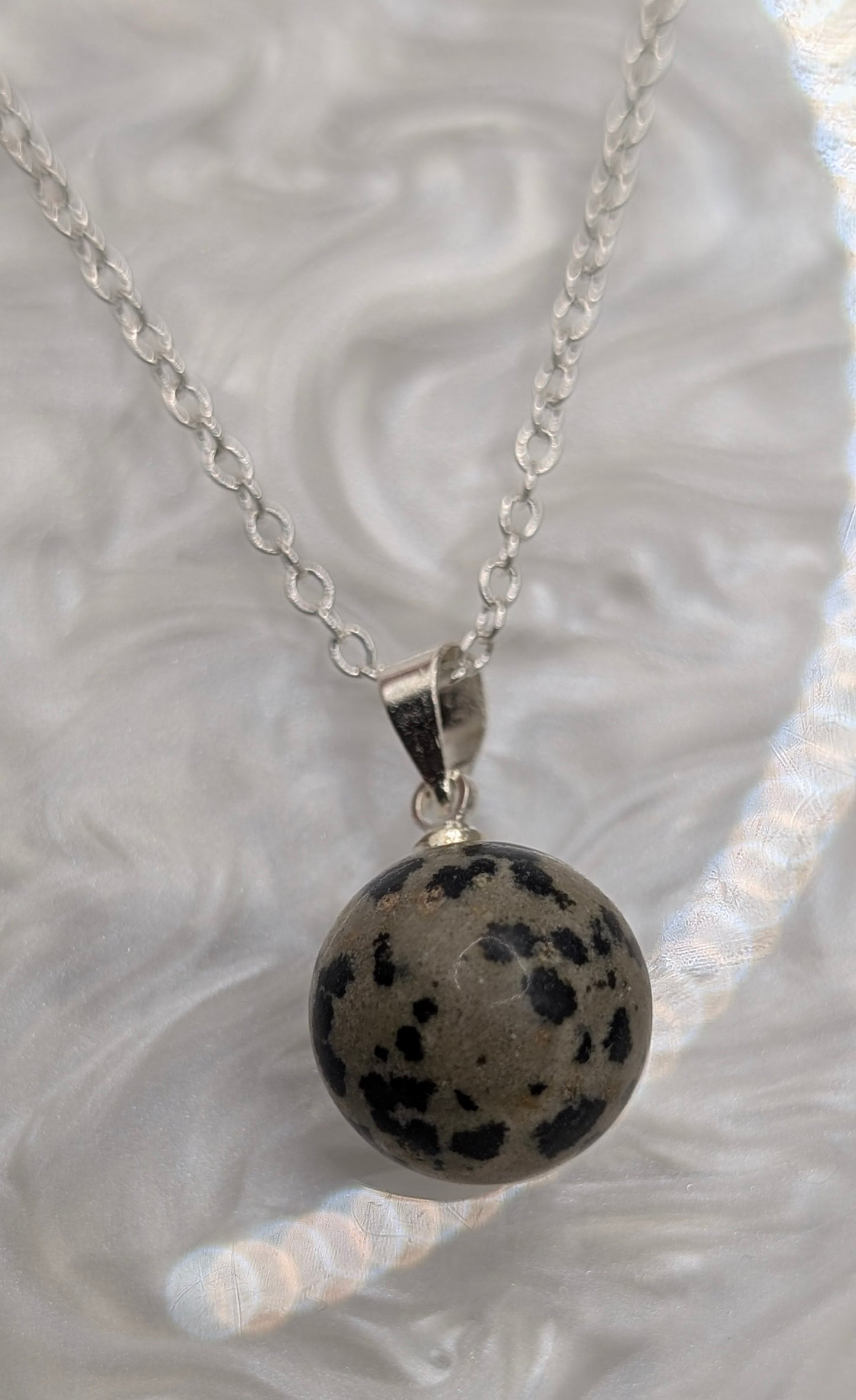 Large genuine dalmatian jasper simple drop necklace