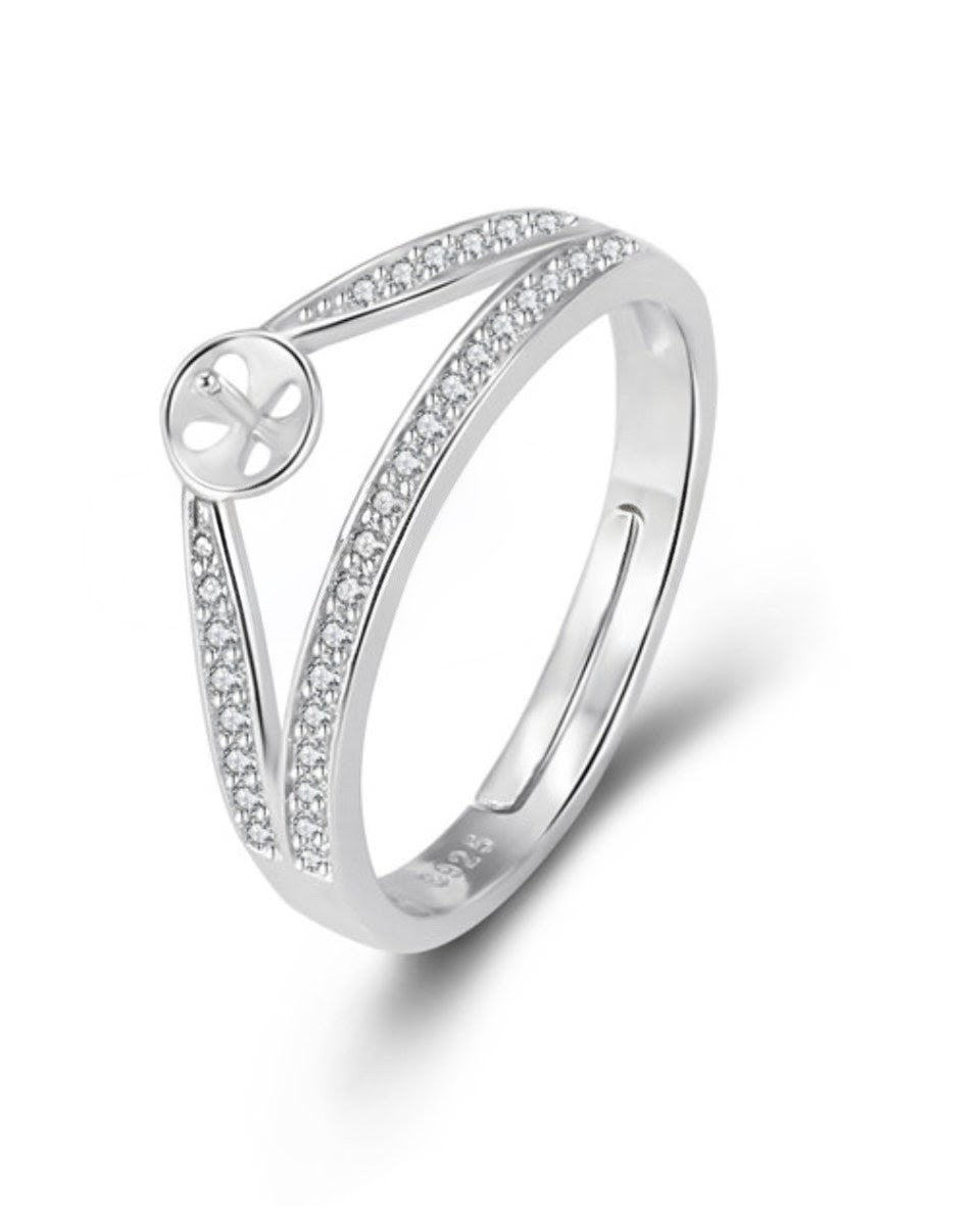 Double band wishbone pearl ring adjustable sized with pearl colour choice