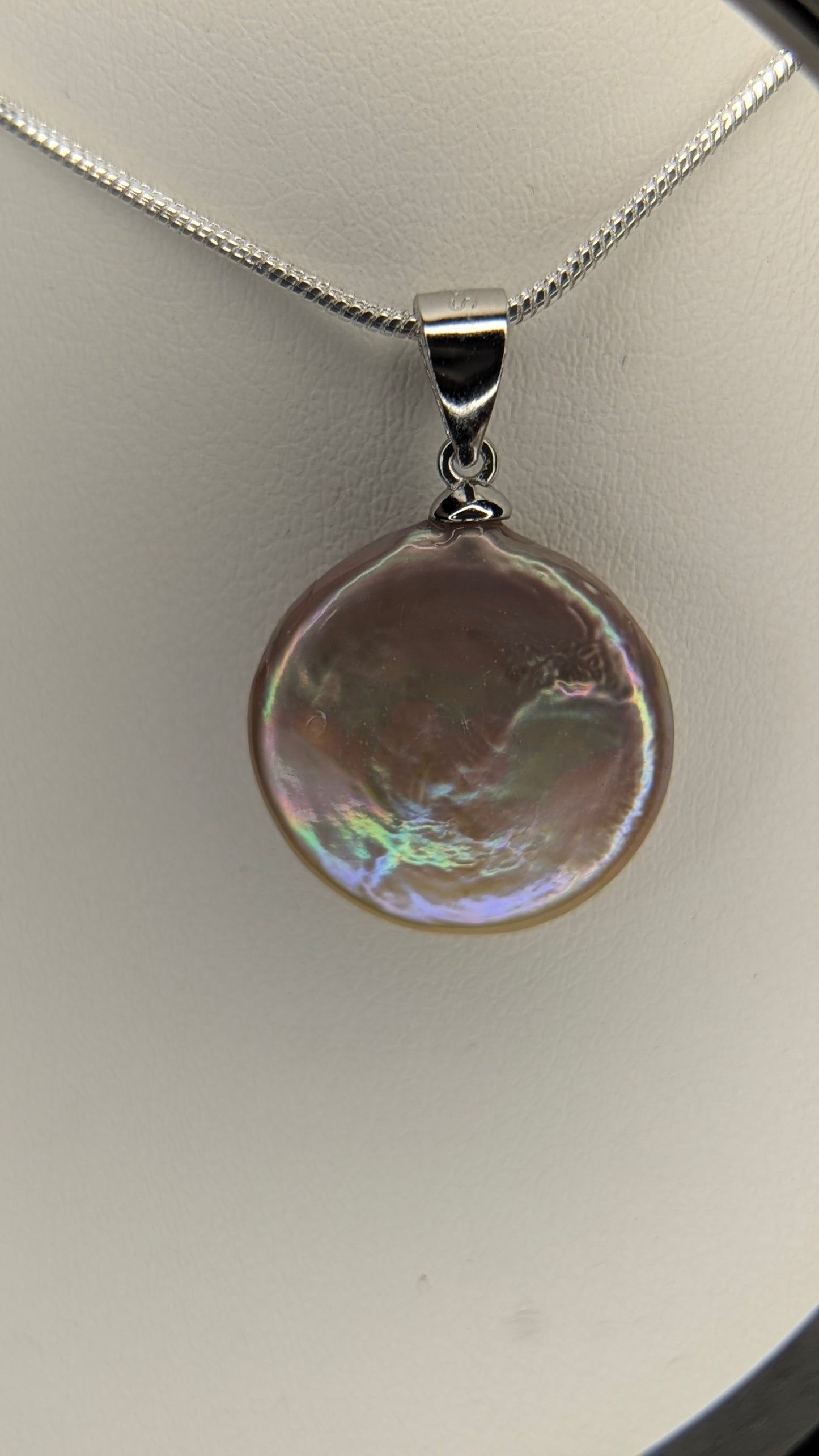 Lavender coin drop necklace