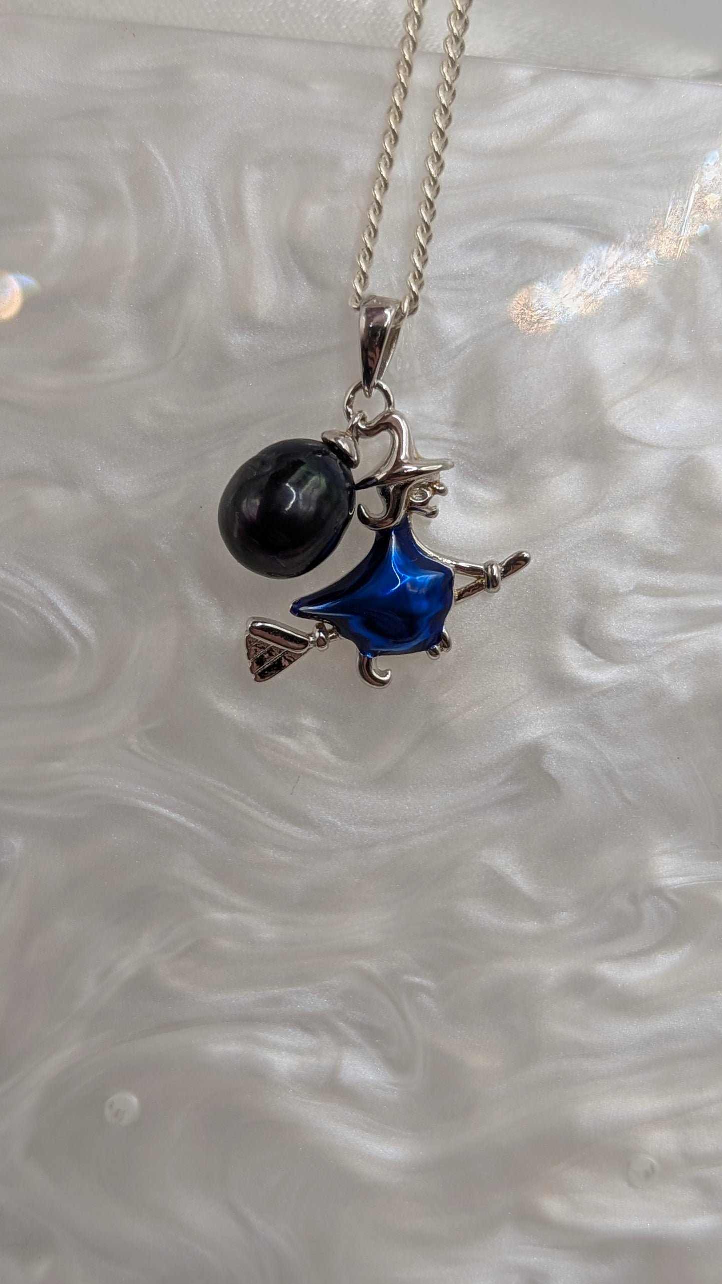 Witch Pendant with dark pearl attached
