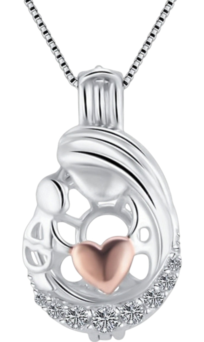 Mother and baby cage with rose gold heart