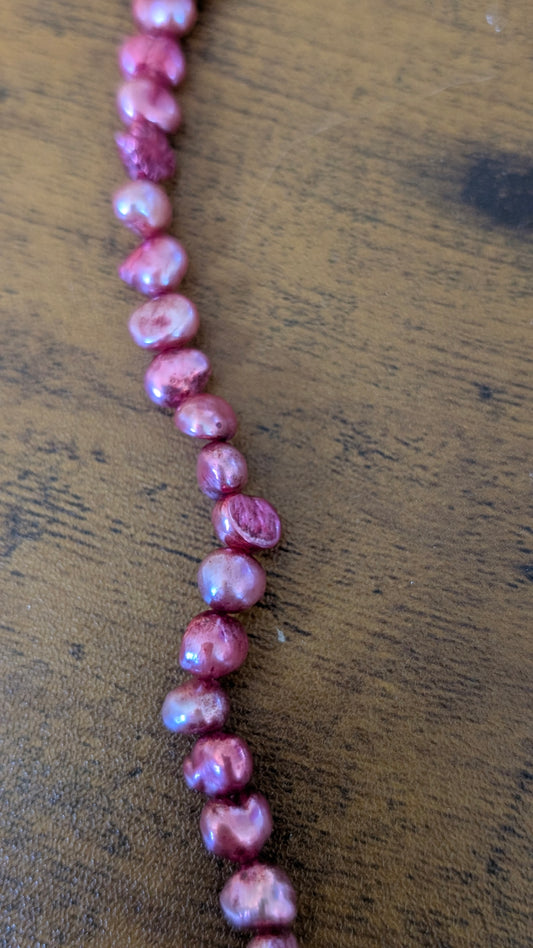 Coral, pink, salmon freshwater pearl necklace 20"
