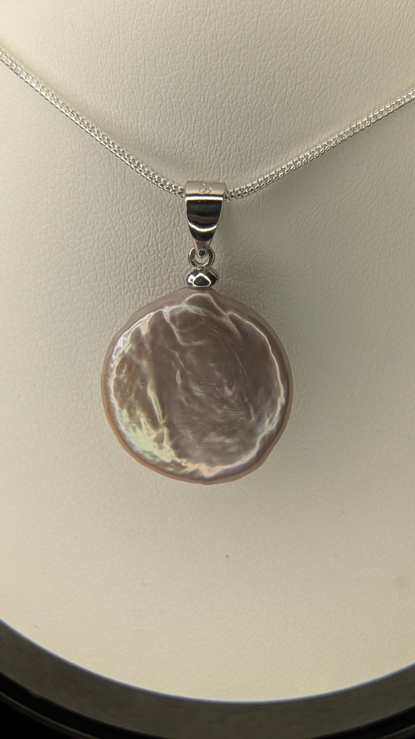Lavender coin drop necklace