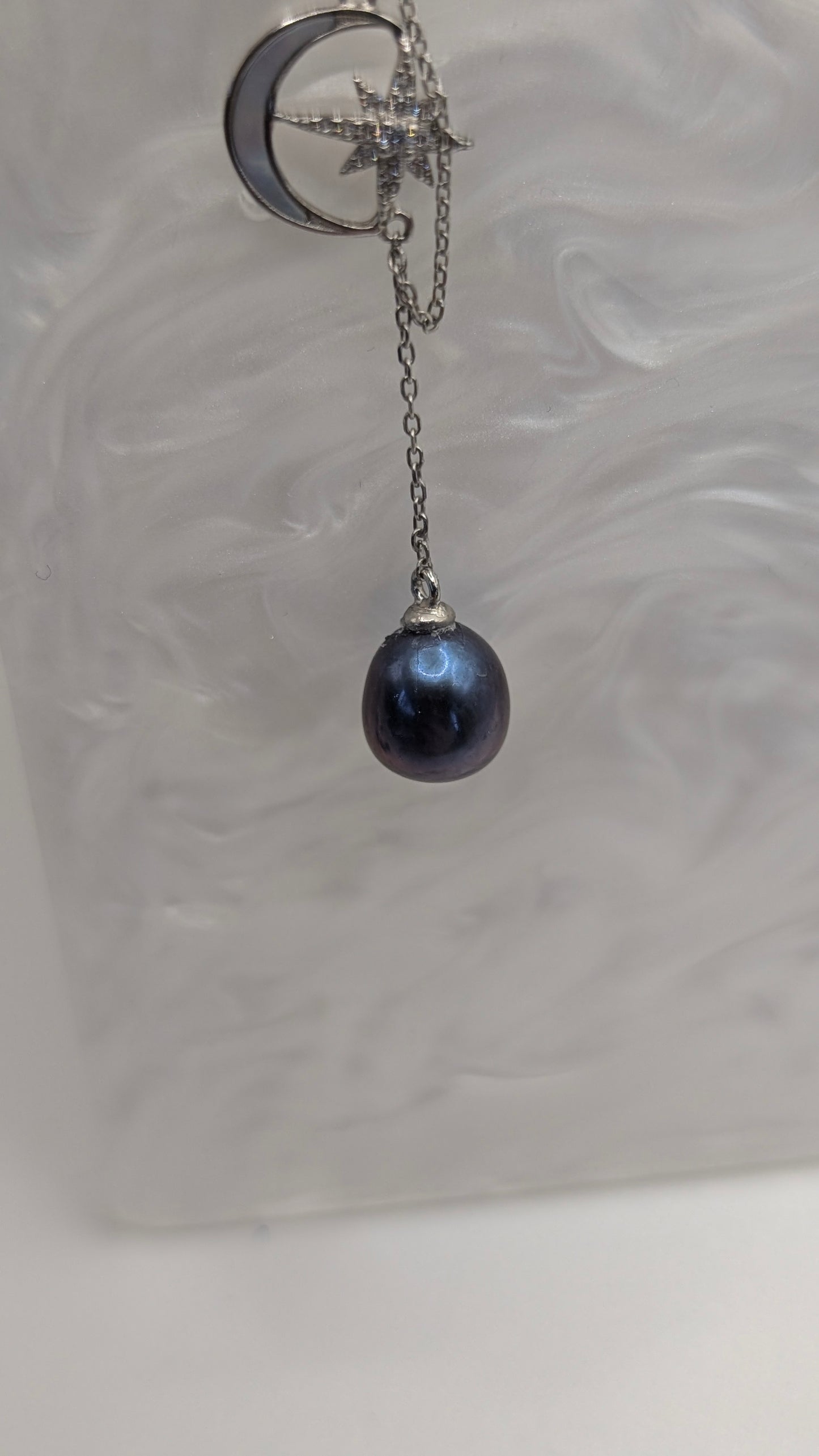 Mother of pearl moon and star drop with edison