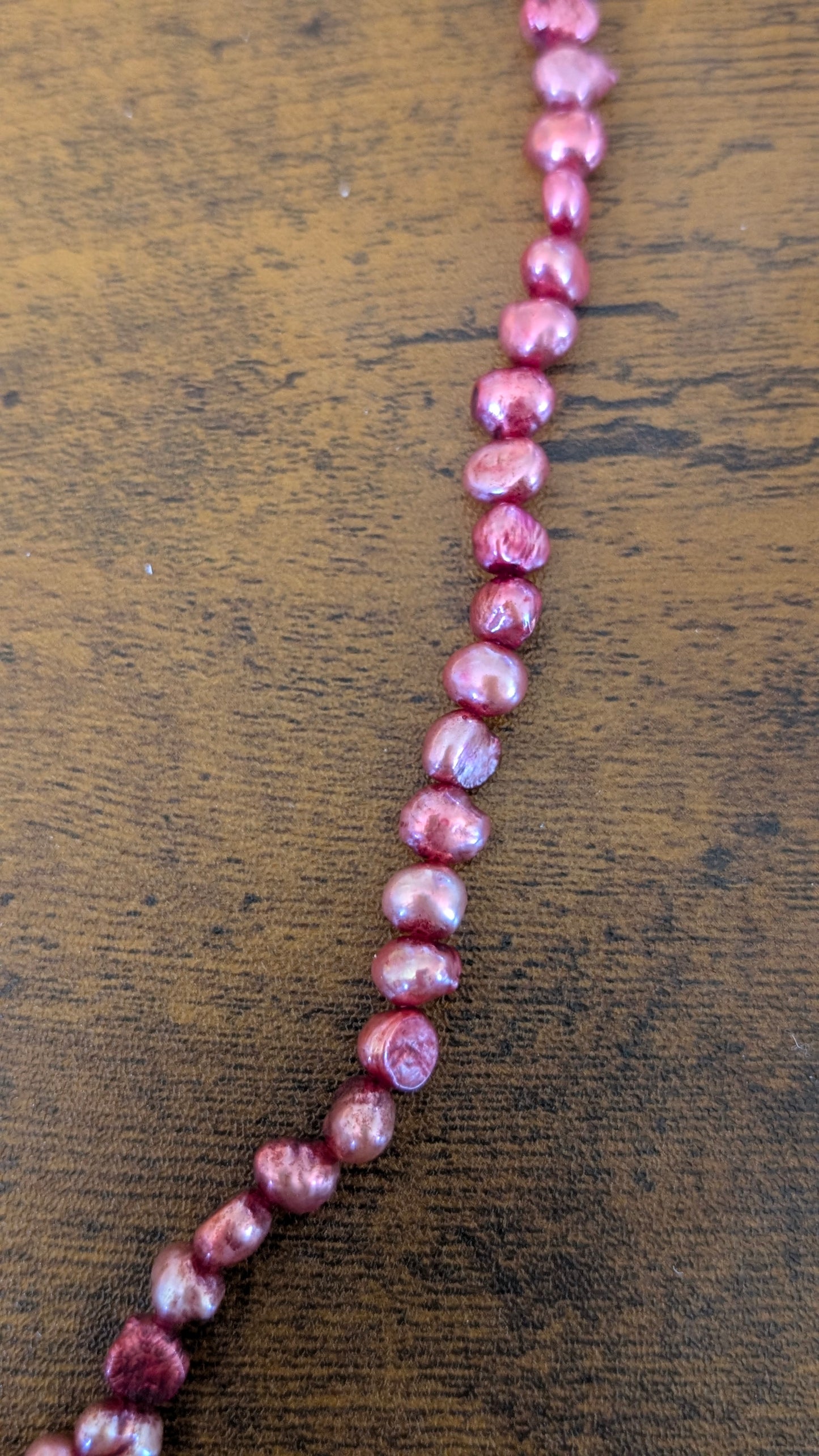 Coral, pink, salmon freshwater pearl necklace 20"