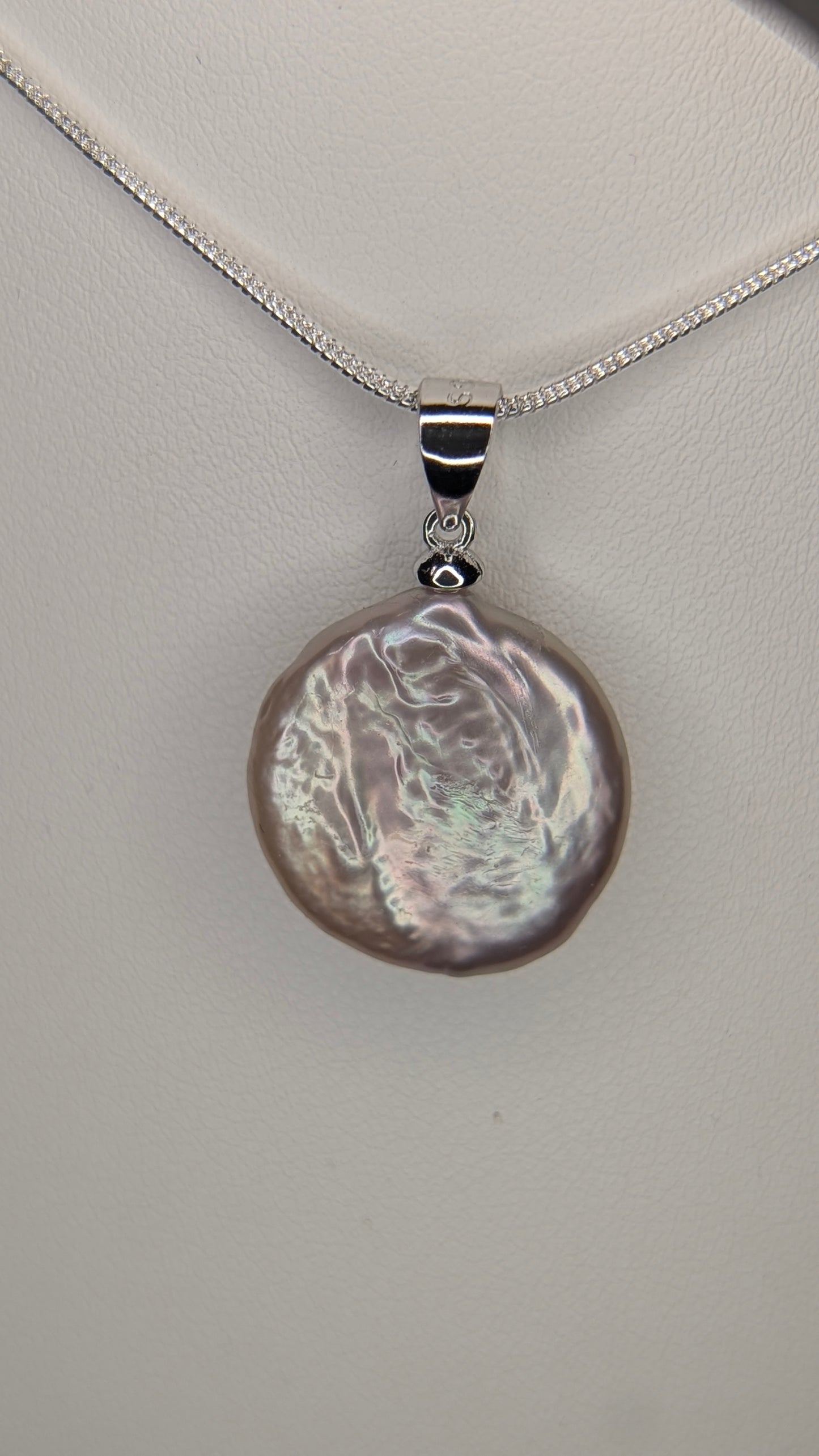 Lavender coin drop necklace