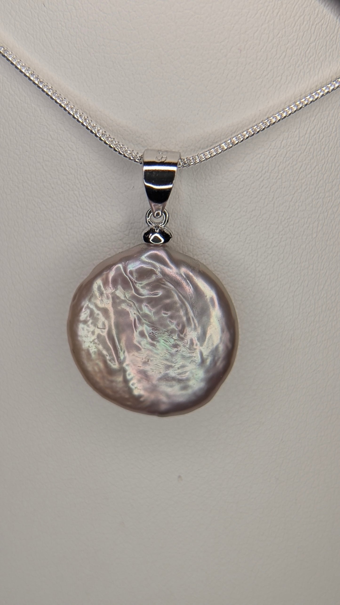 Lavender coin drop necklace