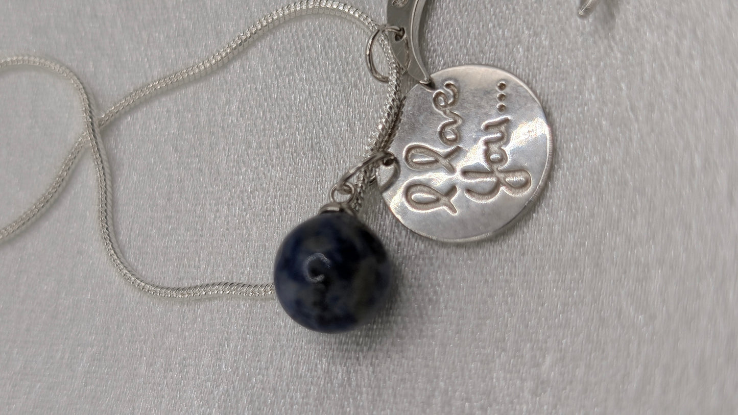 To the moon and back pendant with Sodalite gem ball