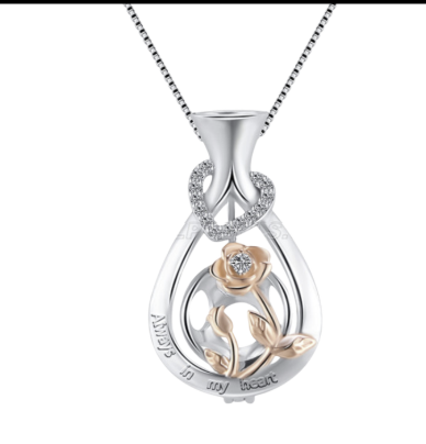 Always in my heart rose cage pendant