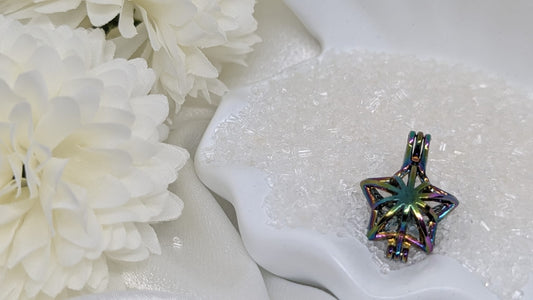 Rainbow star pearl cage pendant