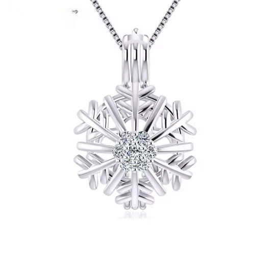 Snowflake Pearl cage pendant