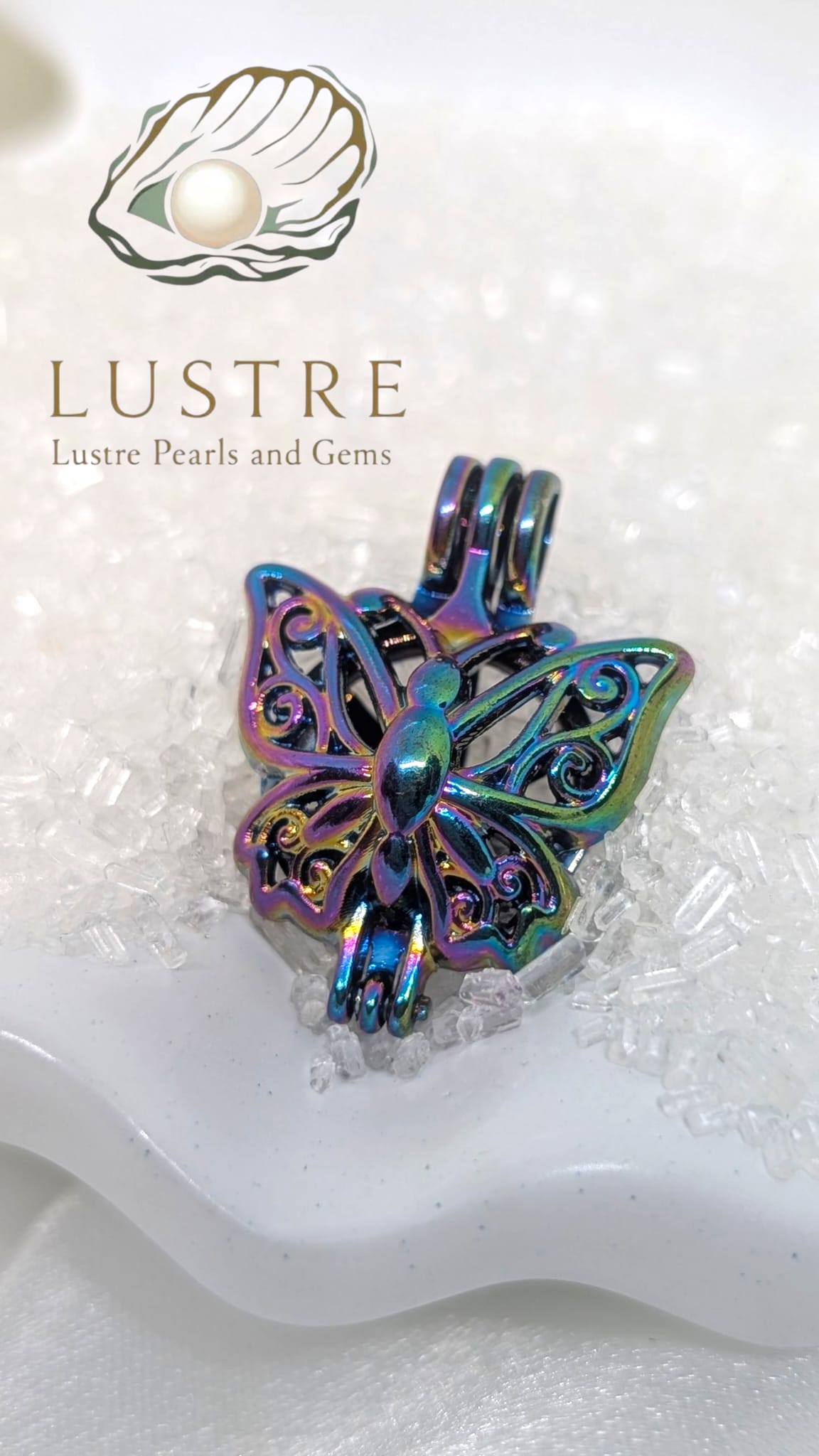 Iridescent butterfly cage