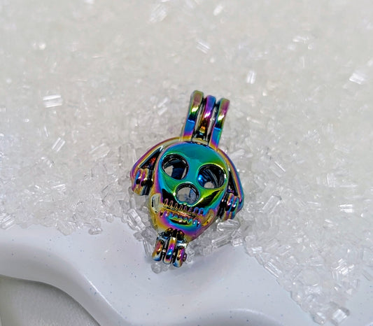 Rainbow skull with headphones