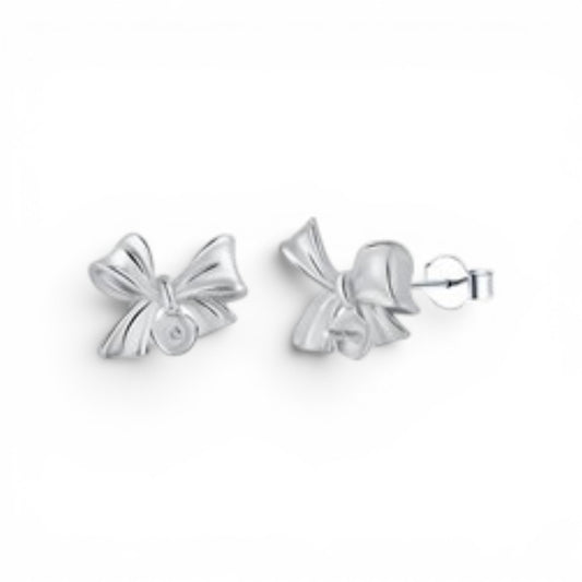 Bow pearl stud earrings