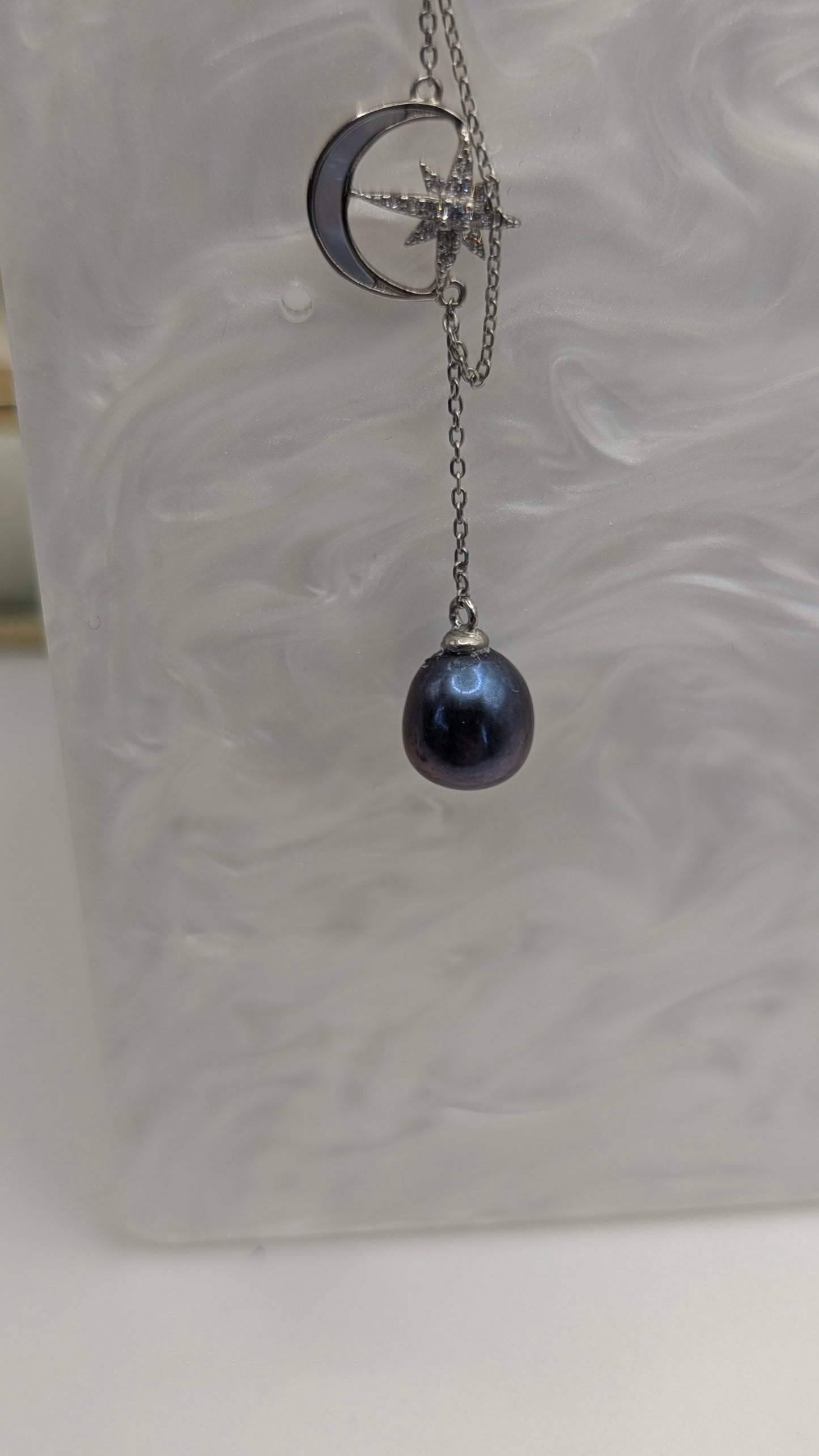 Mother of pearl moon and star drop with edison