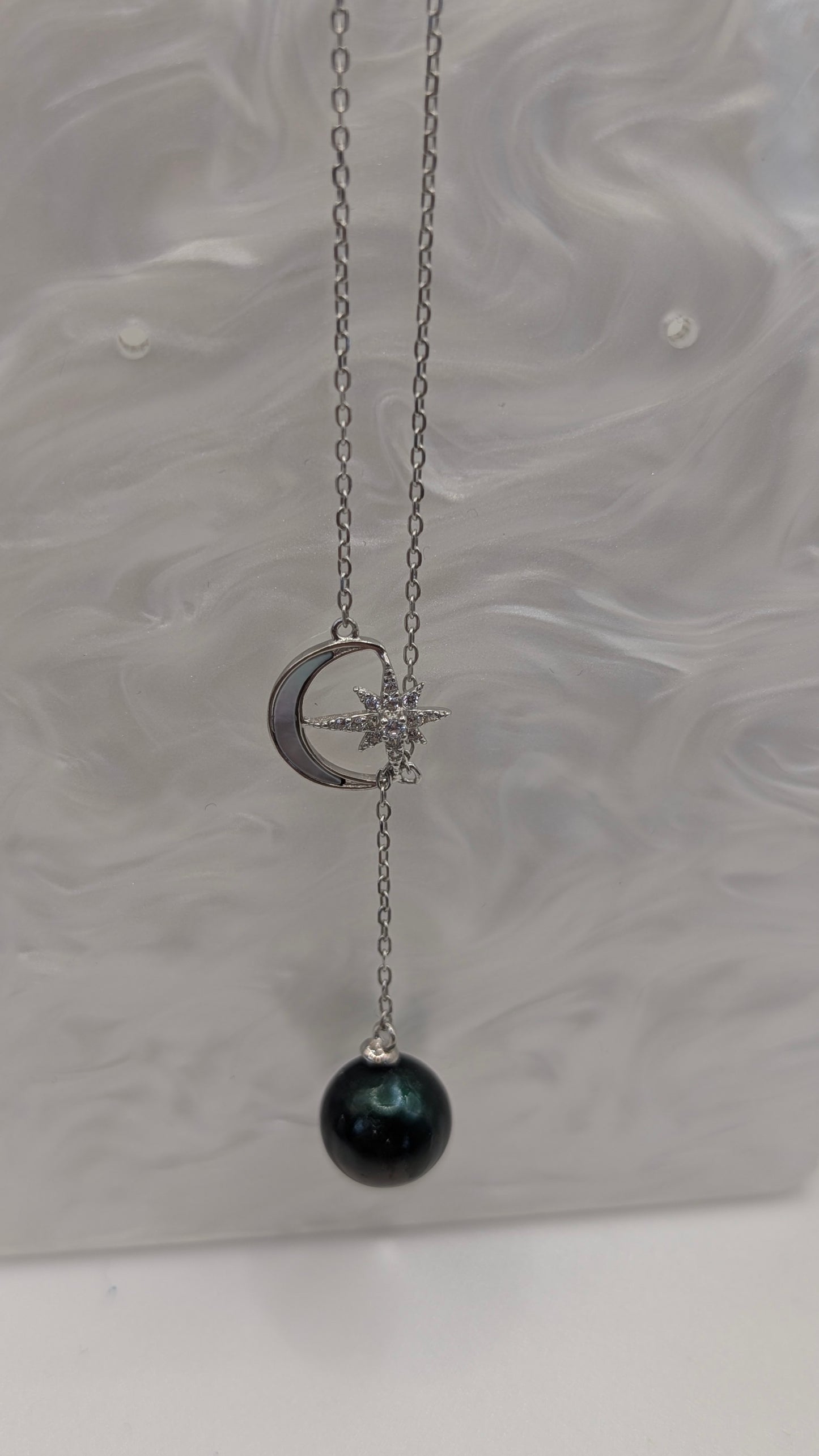 Mother of pearl moon and star drop with edison