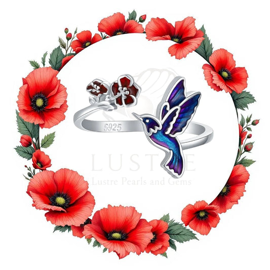 Sterling silver Remembrance hummingbird ring