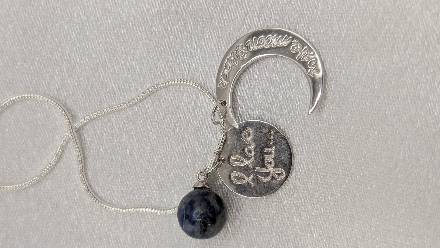 To the moon and back pendant with Sodalite gem ball