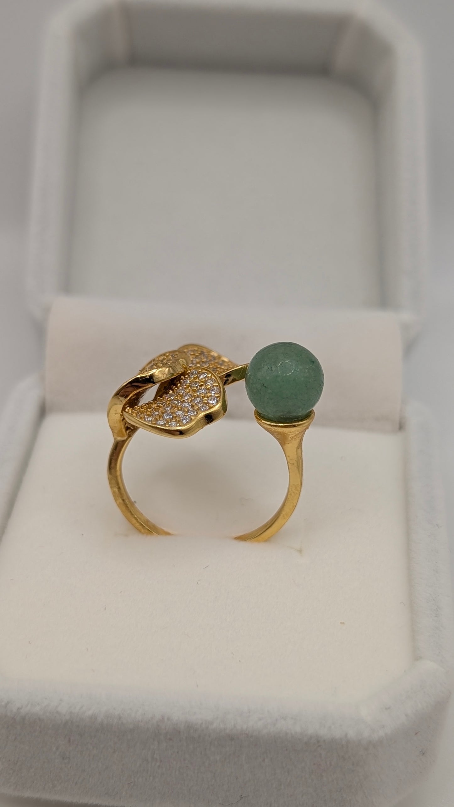 Gold Boujee ring with green aventurine