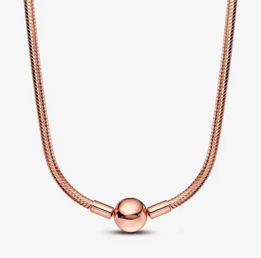 Rose gold ball charm necklace