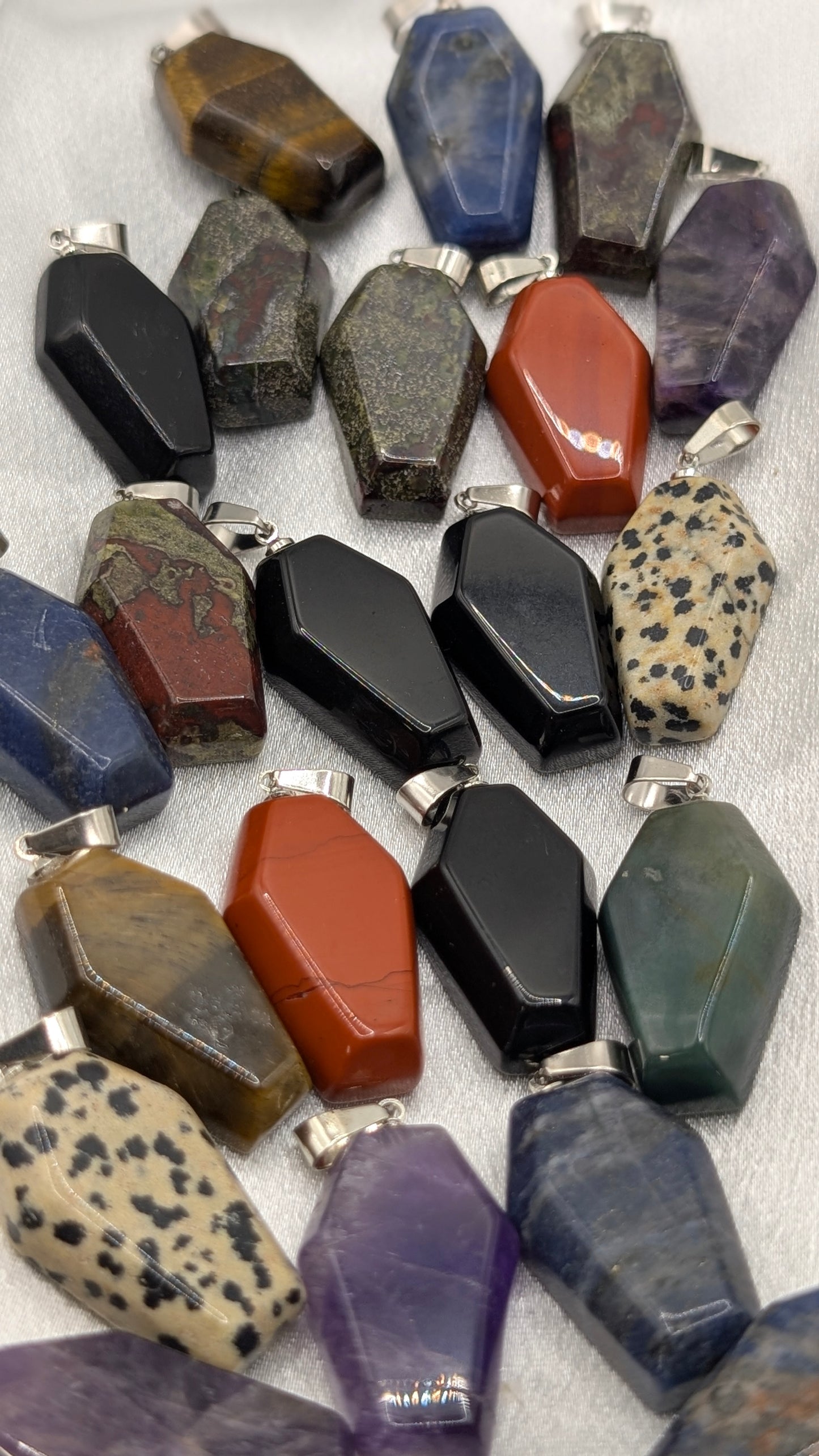 Gem stone pendant coffin shape