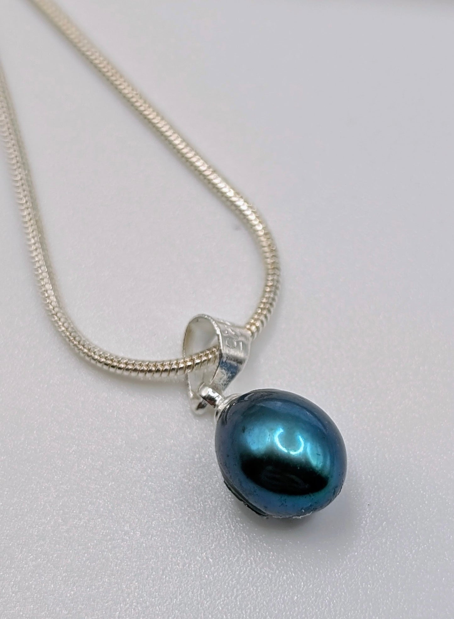 Teal Pearl simple drop necklace