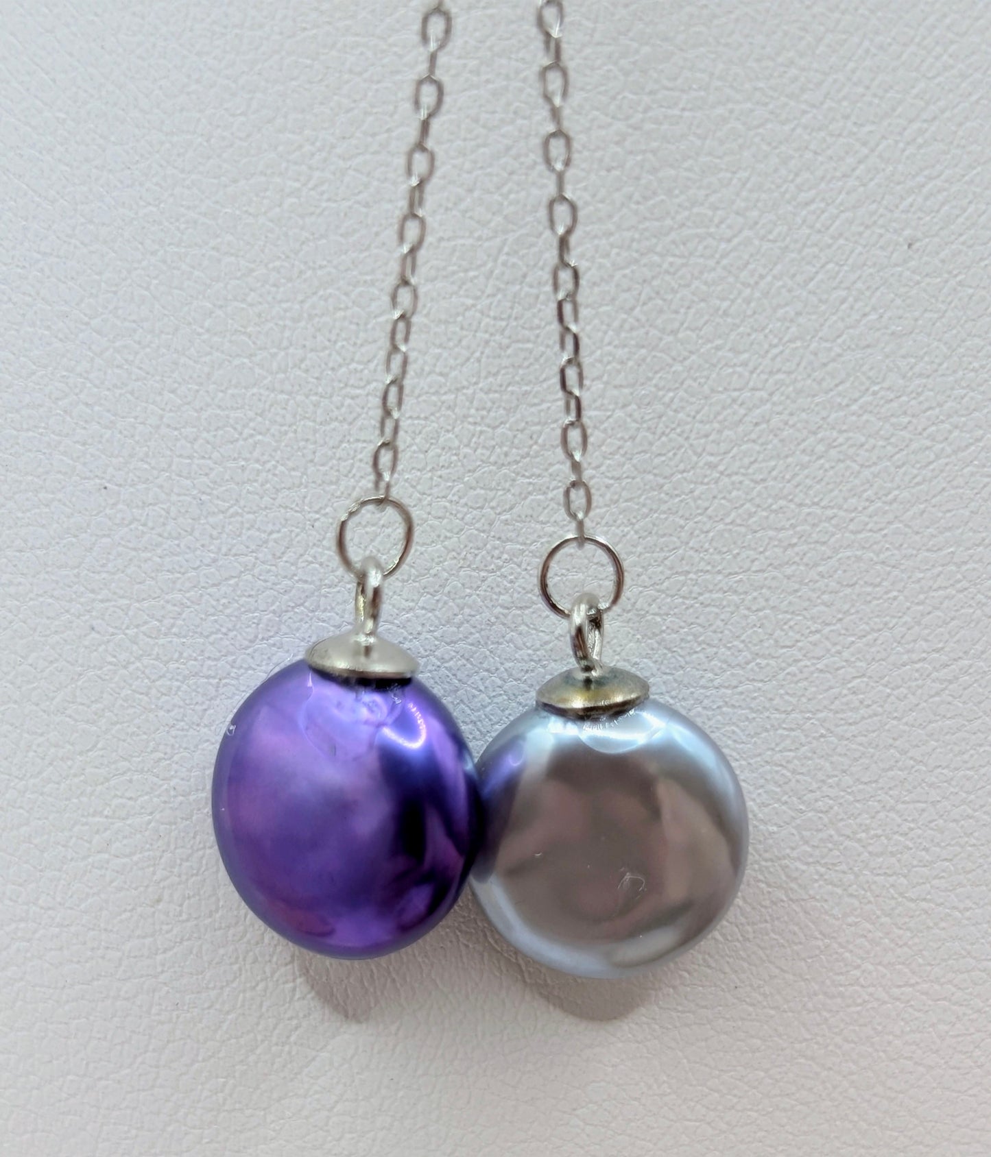 Double coin drop necklace purple and silver