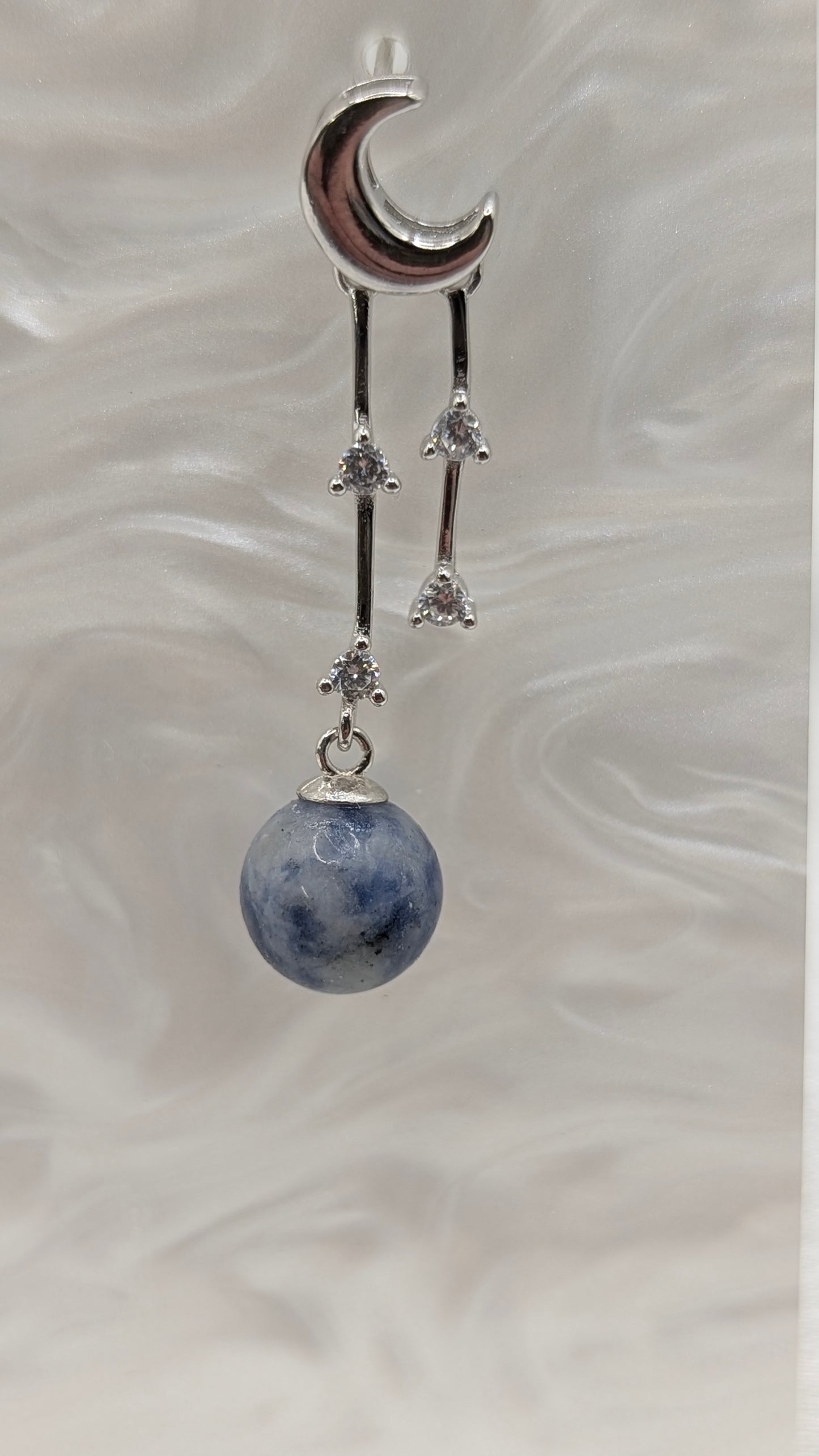 Earth, moon and star earrings with sodalite gem balls