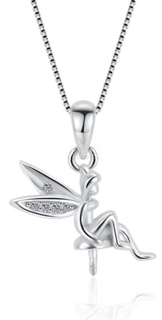Perched fairly pendant with pearl choice colour