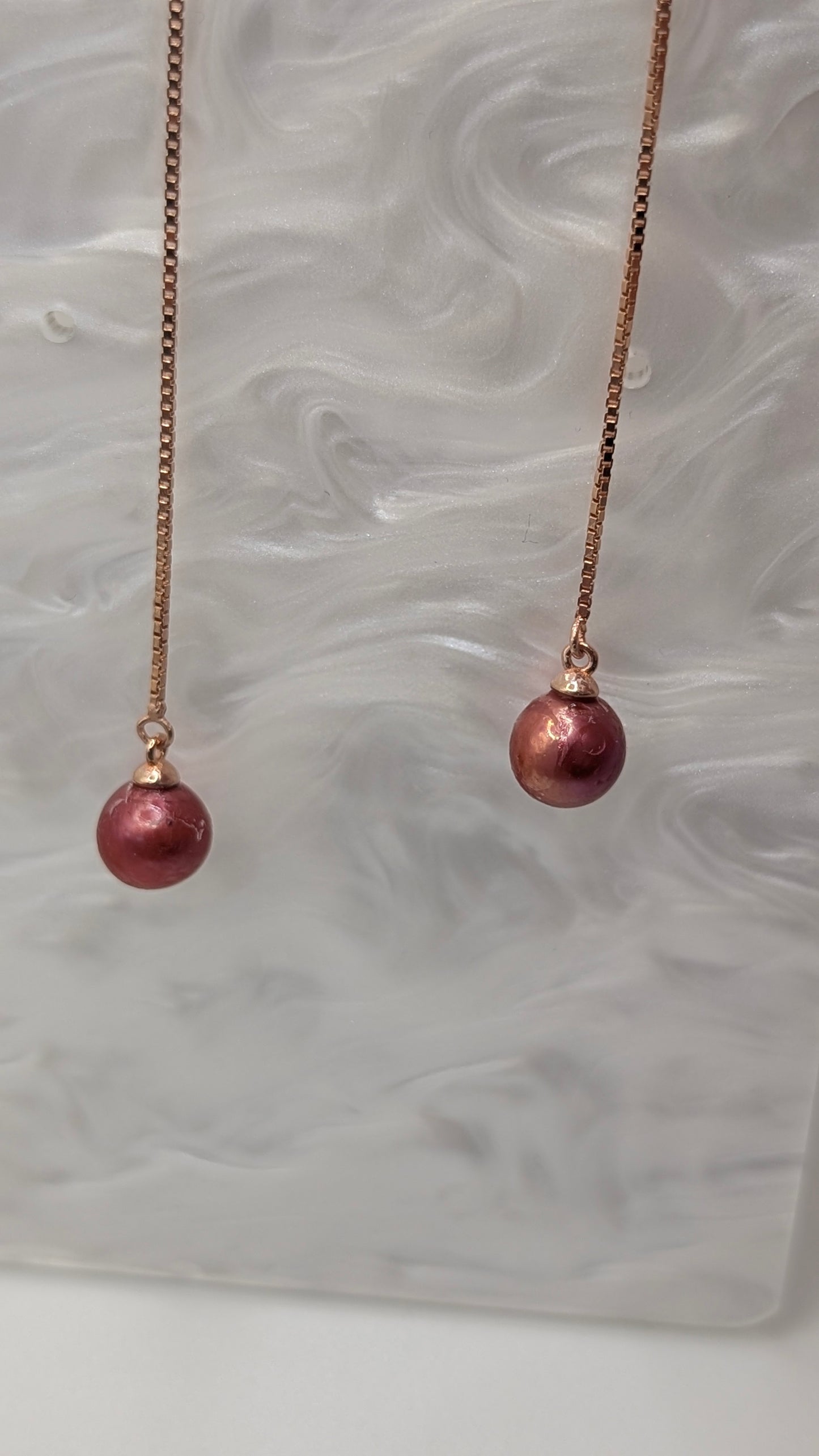 Rose gold thread earrings