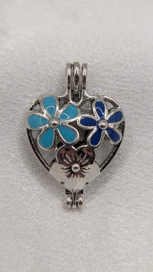 Blue flower heart cage