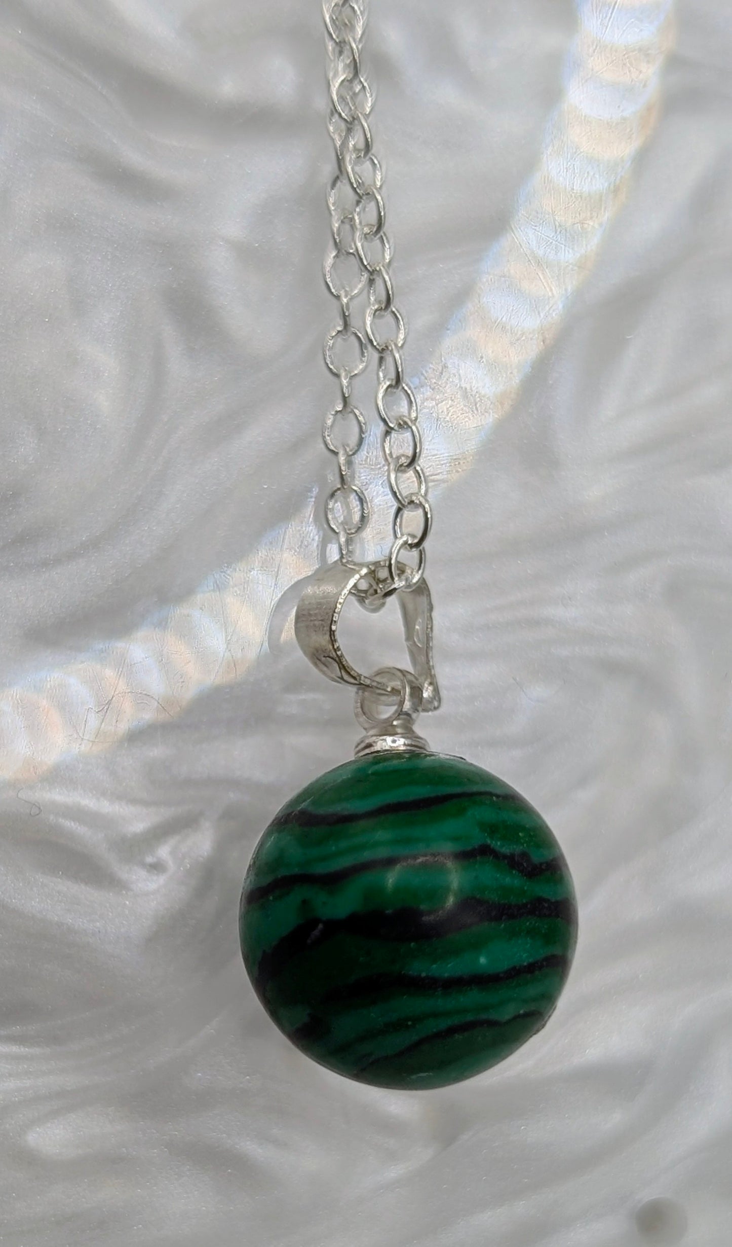 Large genuine Malachite simple drop necklace