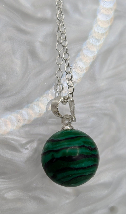 Large genuine Malachite simple drop necklace