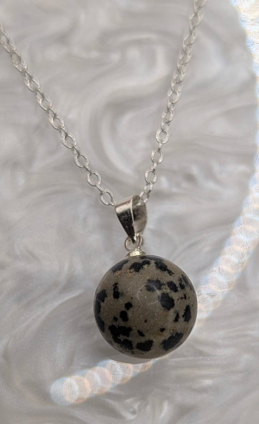 Large genuine dalmatian jasper simple drop necklace