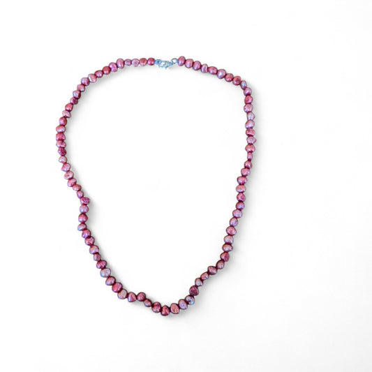 Coral, pink, salmon freshwater pearl necklace 20"