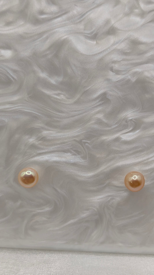 Peach Stud pearl earrings