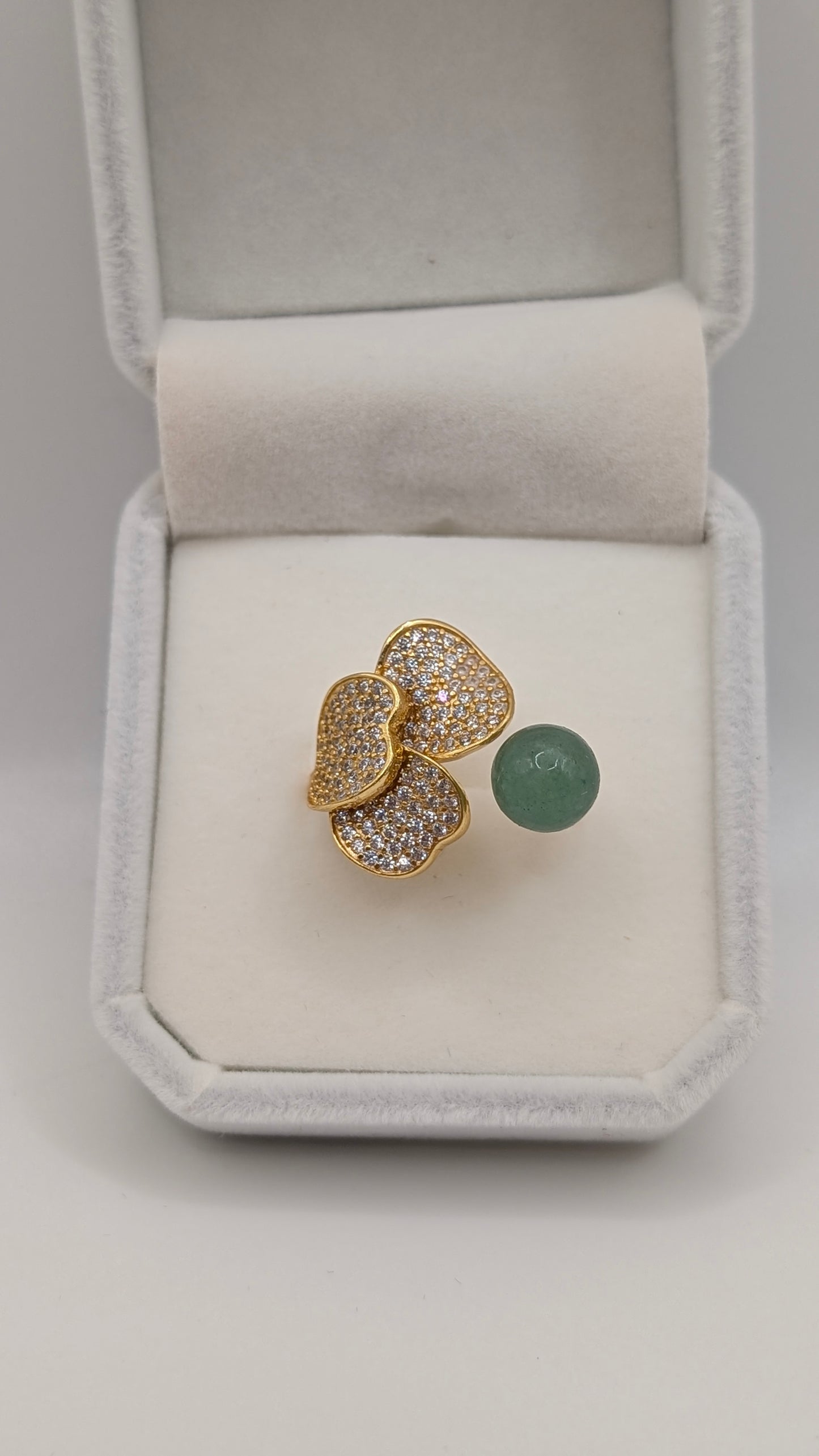 Gold Boujee ring with green aventurine