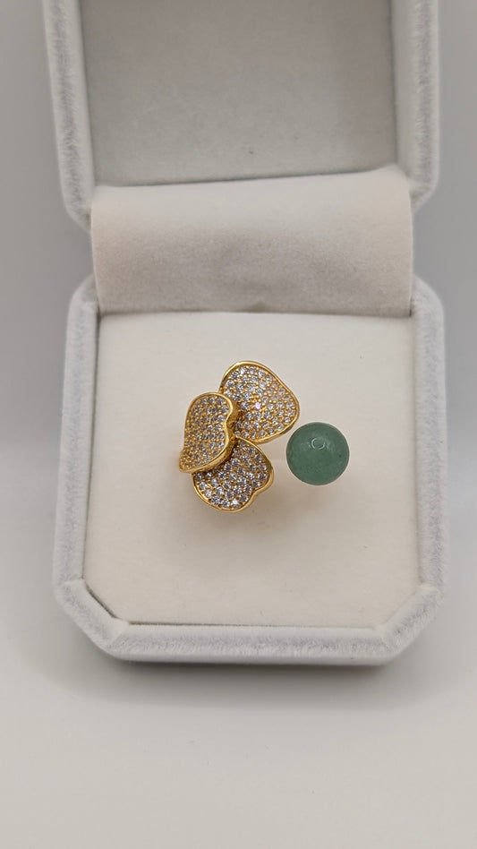 Gold Boujee ring with green aventurine