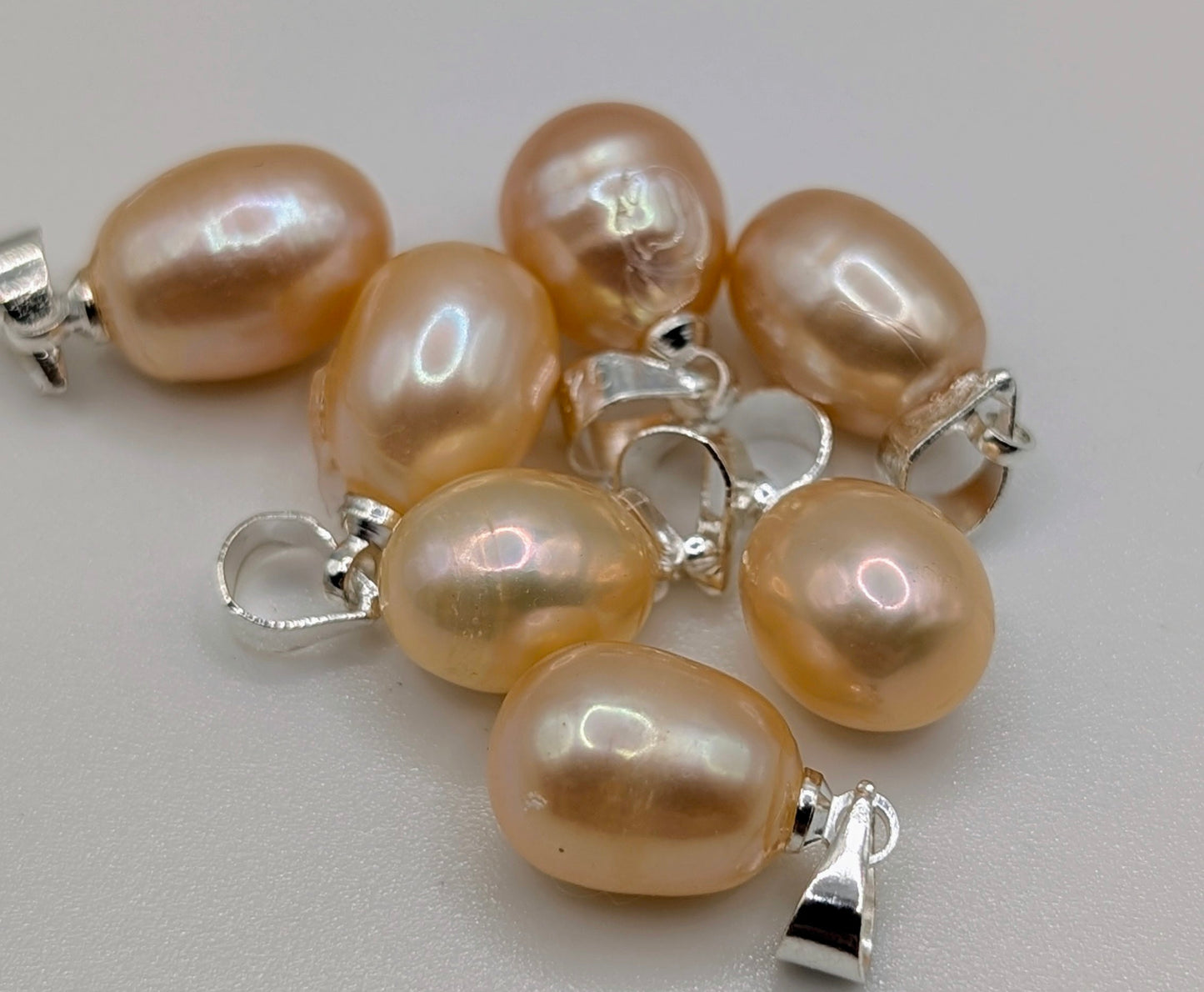 Lavender, peach and white large pearl drop necklace